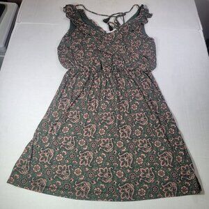 Ann Taylor Loft Floral Print Green Sleeveless A-Line Dress Size M